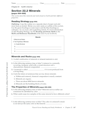 Earth Science Mineral Study Worksheet