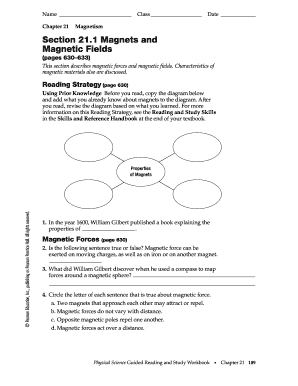 Magnetism Guided Reading and Study Workbook