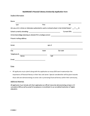BankMobile Financial Literacy Scholarship Application Form