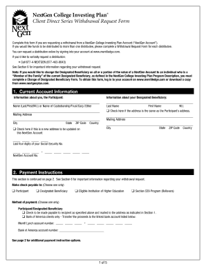 NextGen College Investing Plan Withdrawal Request Form