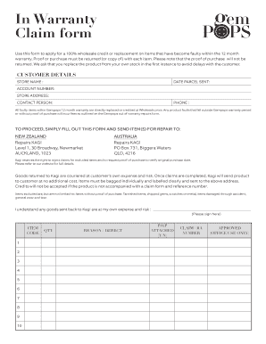 Warranty Claim Form