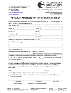 Anfrage auf Mitgliedschaft für natürliche Personen