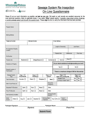 Sewage System Re-Inspection Questionnaire