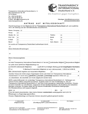 Antrag auf Mitgliedschaft