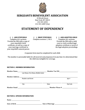 STATEMENT OF DEPENDENCY - sbanycnet