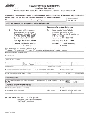 California Live Scan Service Request Form