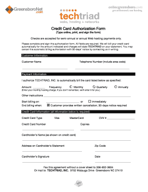 Credit Card Authorization Form
