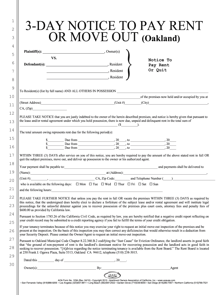 free notice to pay rent or quit Preview on Page 1