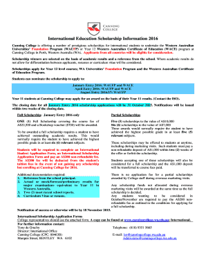 International Education Scholarship Information 2016