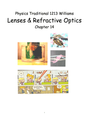 Physics Worksheet on Lenses and Refractive Optics