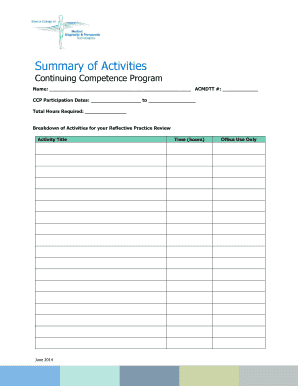Continuing Competence Program Activity Summary