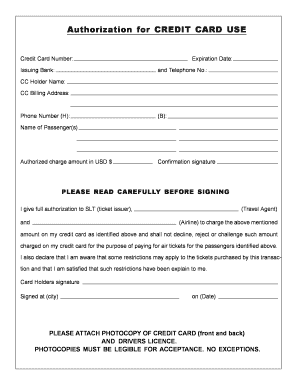 Credit Card Authorization Form