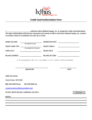 Credit Card Authorization Form