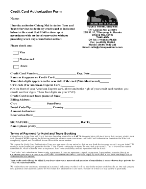 Credit Card Authorization Form