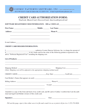 Credit Card Authorization Form