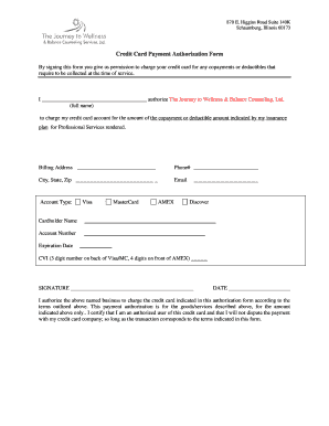Credit Card Payment Authorization Form
