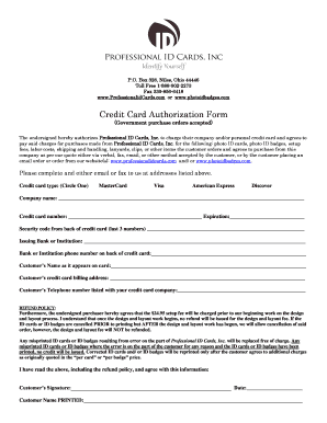 Credit Card Authorization Form