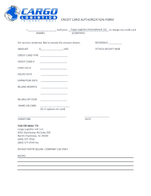 Credit Card Authorization Form