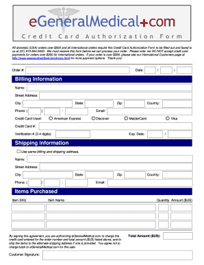 Credit Card Authorization Form
