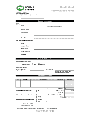 SEMTech Credit Card Authorization Form