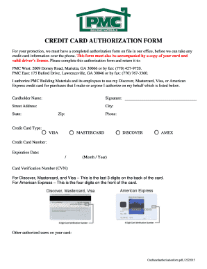 Credit Card Authorization Form