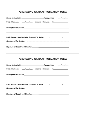 Purchasing Card Authorization Form