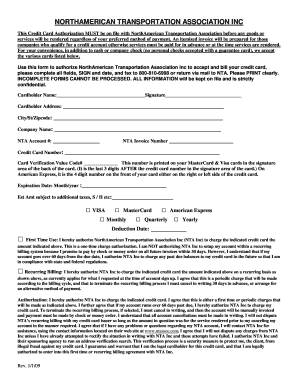 Credit Card Authorization Form