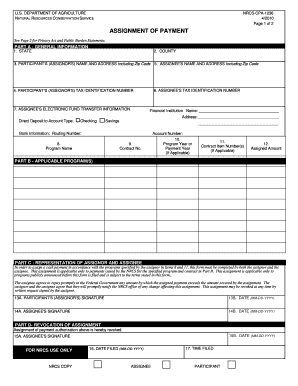 USDA NRCS Assignment of Payment Form