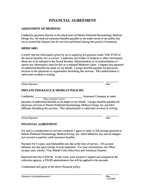 Patient Preferred Dermatology Financial Agreement