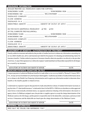 Patient Registration and Insurance Form
