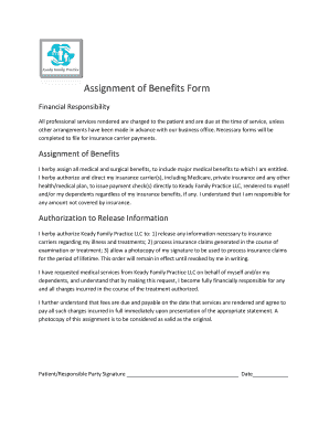 Assignment of Benefits Form