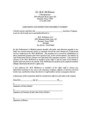 Assignment and Instruction for Direct Payment