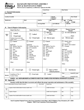 Omu backflow form - Owensboro Municipal Utilities - omu
