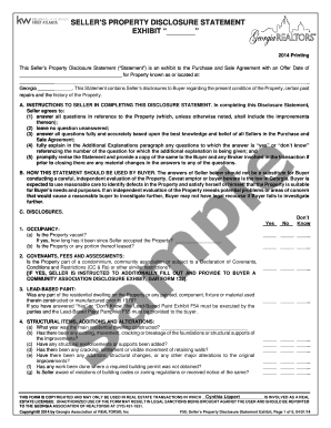 Georgia Seller's Property Disclosure Statement