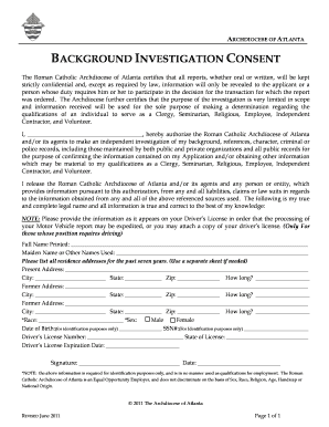 Background Investigation Consent Form