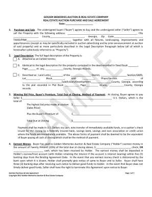 Real Estate Auction Purchase and Sale Agreement