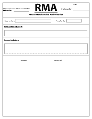 Return Merchandise Authorization Form