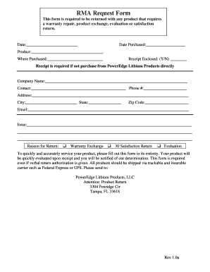 RMA Request Form