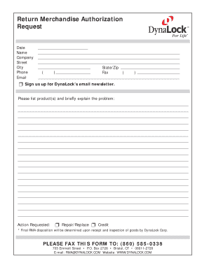 Return Merchandise Authorization Form