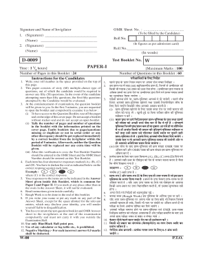 OMR Sheet for Educational Examination