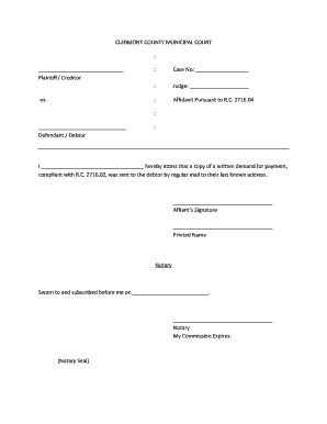 Affidavit Pursuant to R.C. 2716.04