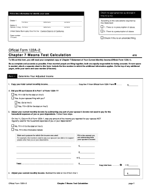 Chapter 7 Means Test Calculation