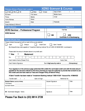 Xero Seminar Registration Form