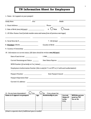 TN Information Sheet for Employees