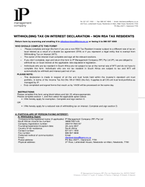 Withholding Tax on Interest Declaration