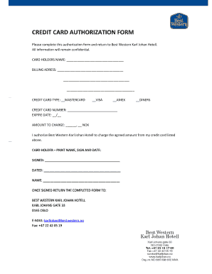 Credit Card Authorization Form