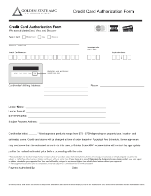 Credit Card Authorization Form