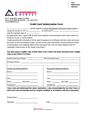 Credit Card Authorization Form