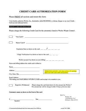Credit Card Authorization Form
