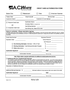 Credit Card Authorization Form